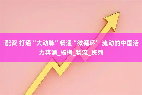 i配资 打通“大动脉”畅通“微循环” 流动的中国活力奔涌_杨梅_物流_班列